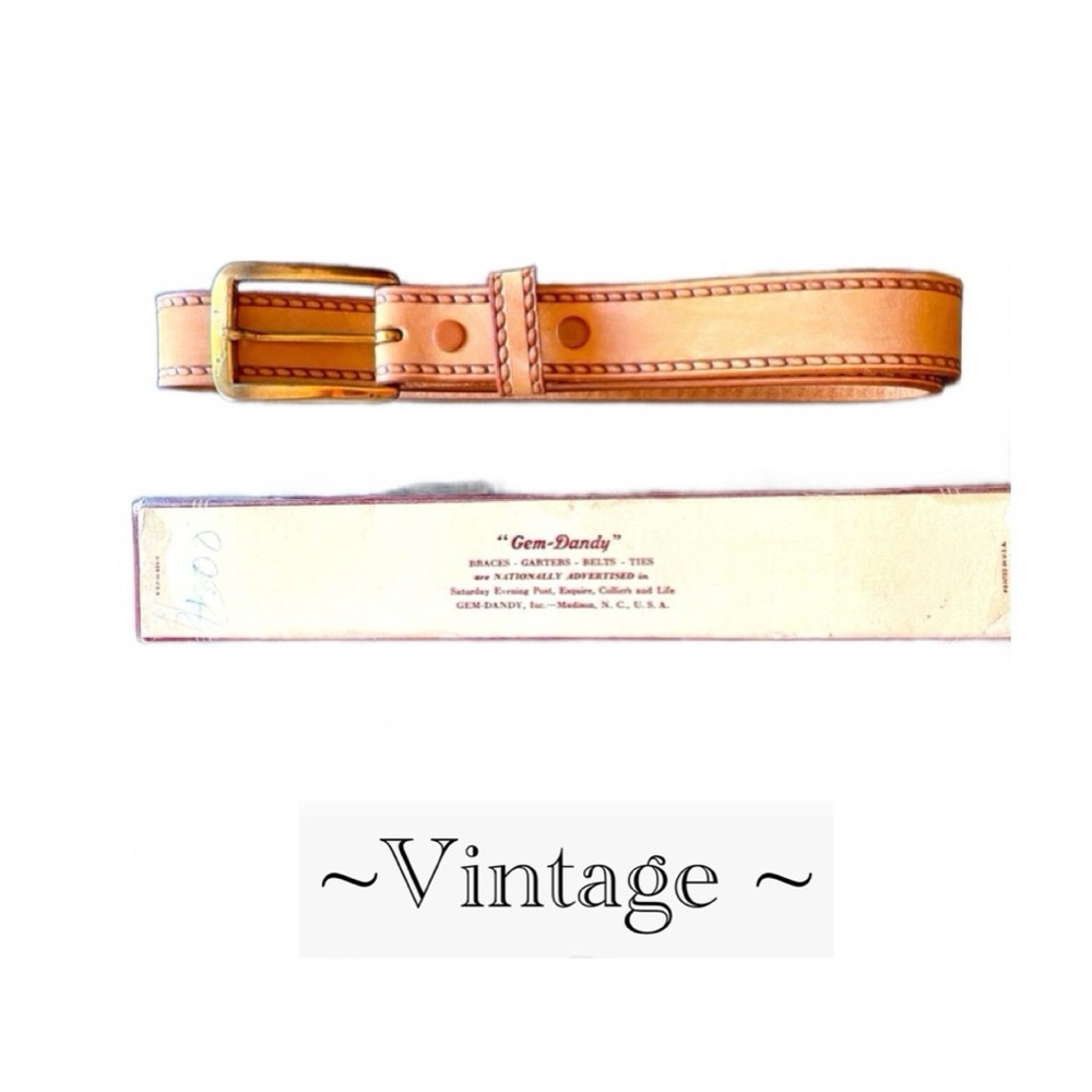 Vintage Brown 30” cowhide belt- Gem Dandy